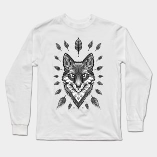 geometric silver fox Long Sleeve T-Shirt